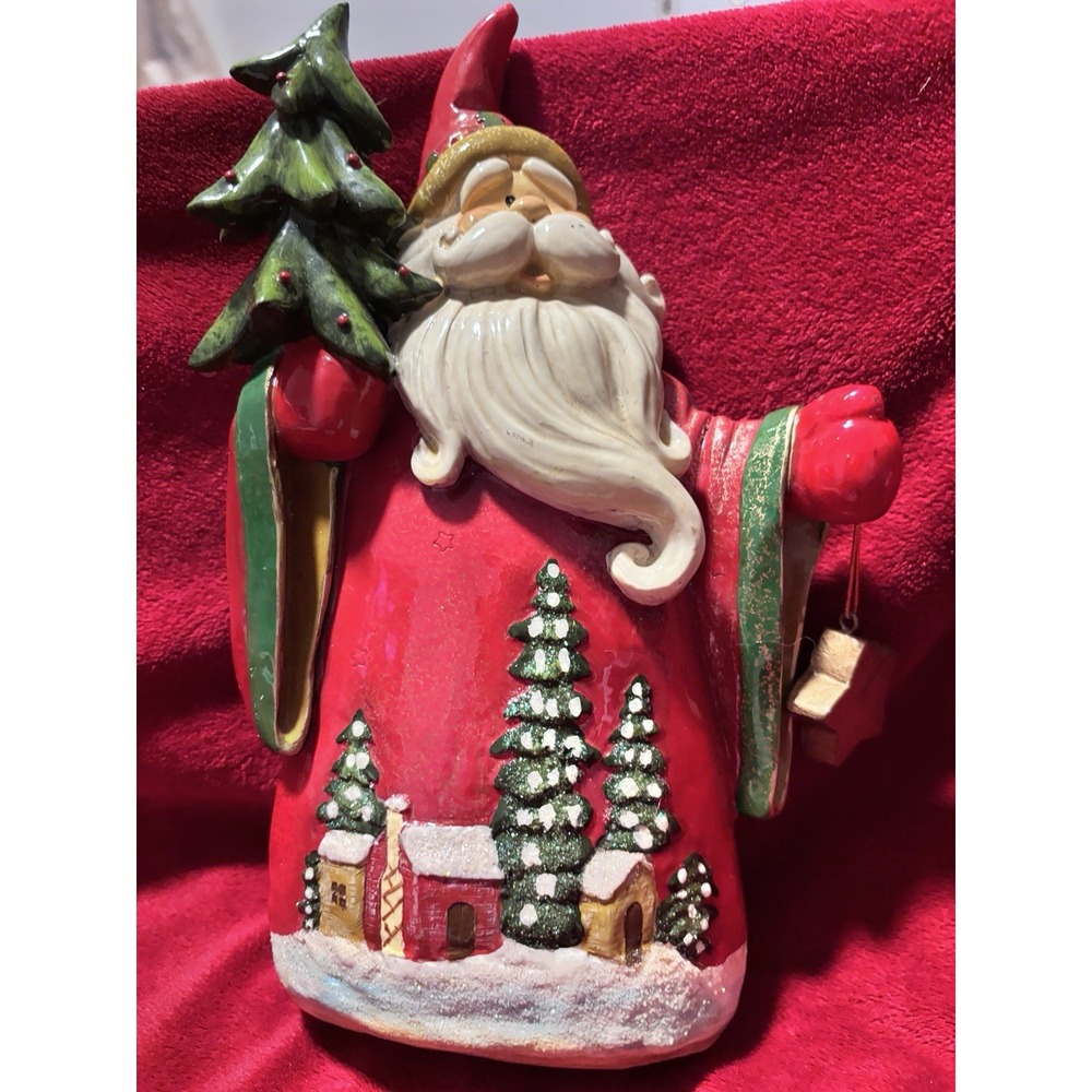 VTG Santa Claus Resin Figurine Homemakers Idea Co 10x5 Red Robe Tree Star